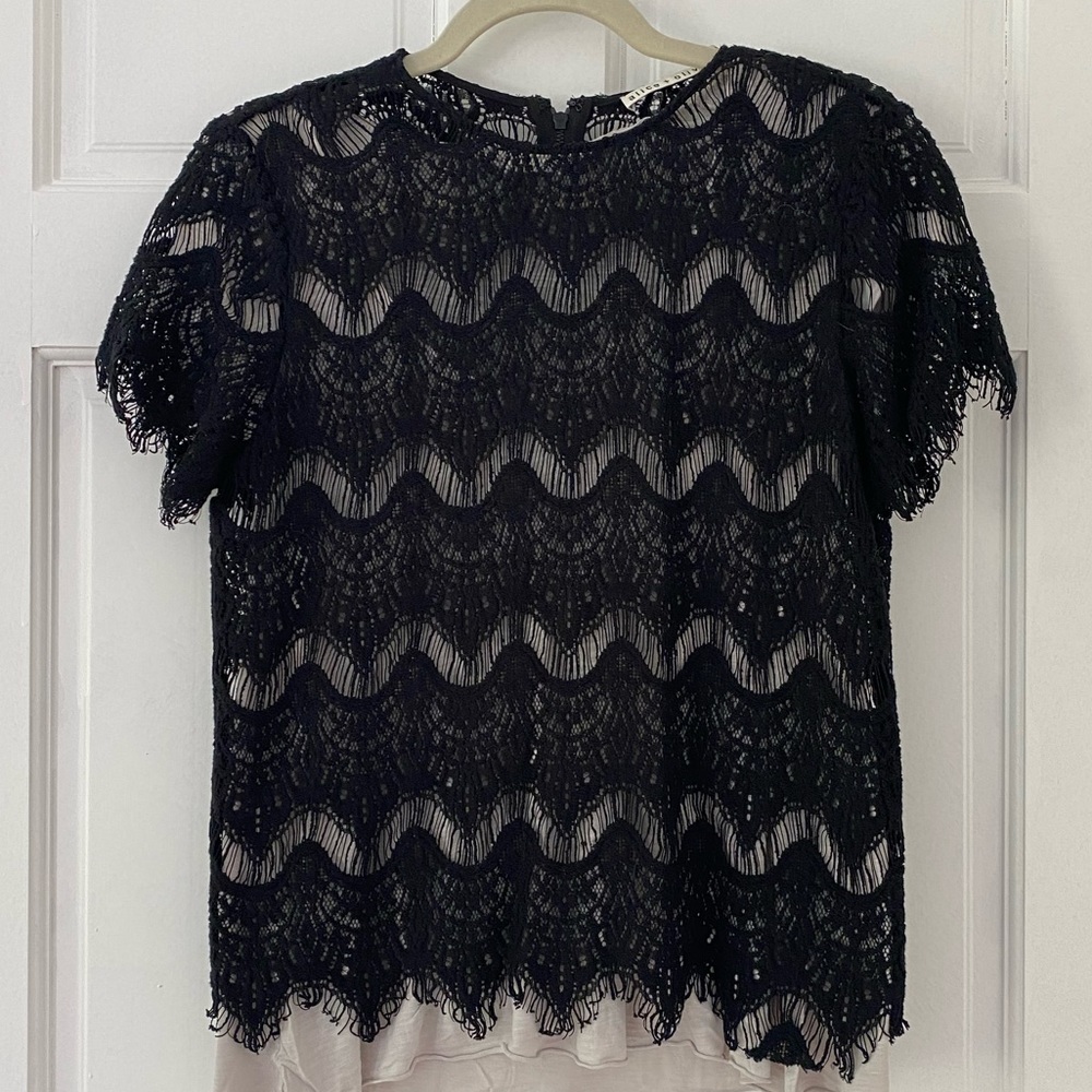Alice + Olivia black lace top
